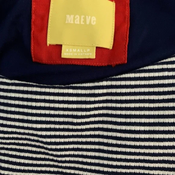 Maeve Anthropologie X-Small Blue Striped Cameron Asymmetrical Hem Dress - Picture 5 of 5